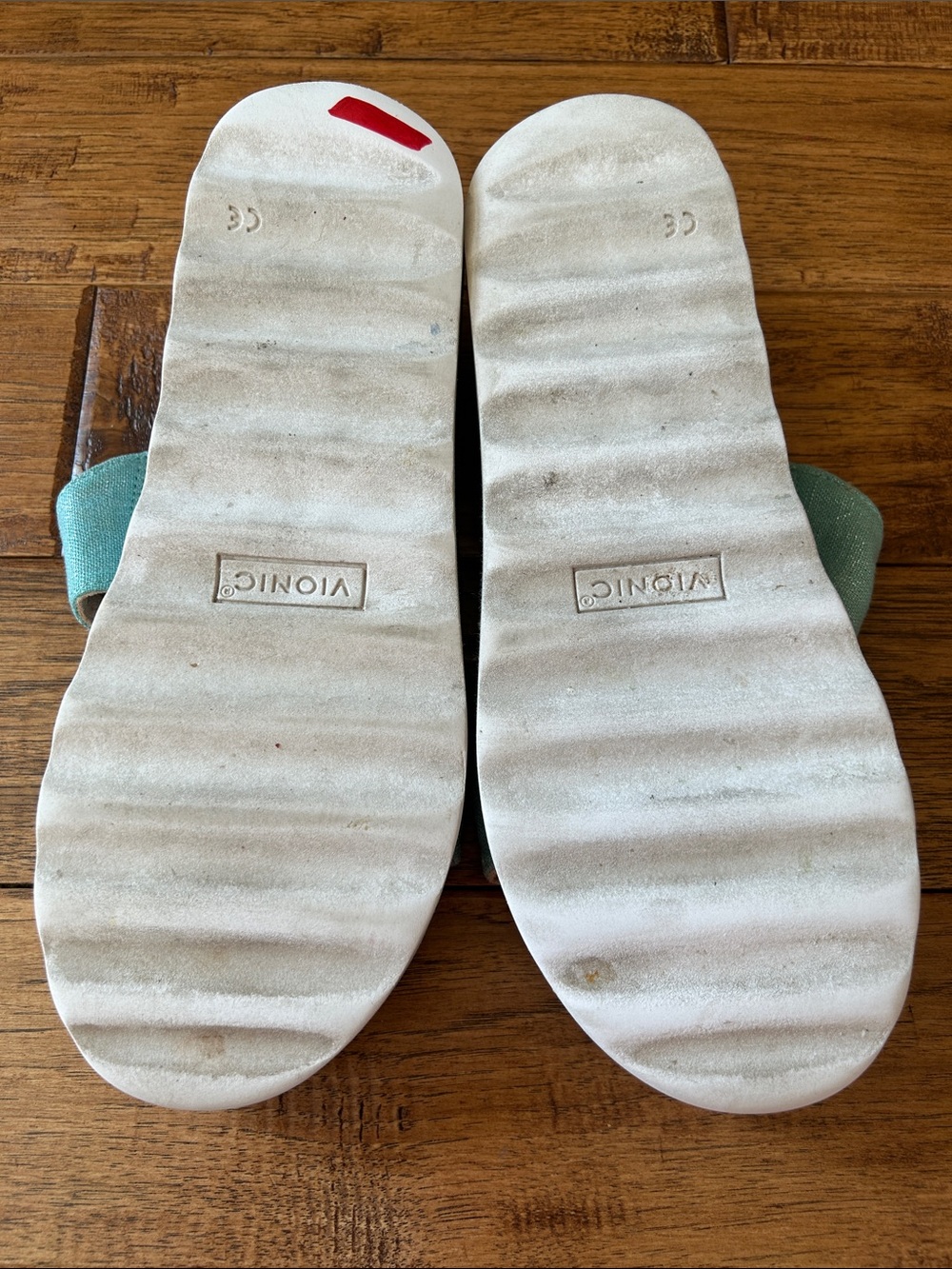 Vionic Brandie Platform Slide Sandals Aqua Linen Orthotic Comfort Size 11 - Picture 7 of 10